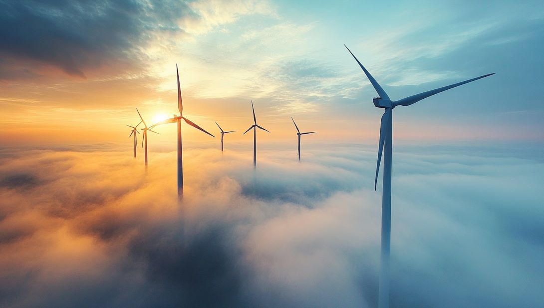Planung von Windkraftanlagen: Windkrafträder im Nebel