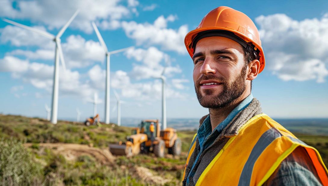 Standortanalyse für Windenergieprojekte, Ingenieur auf der Baustelle für Windräder