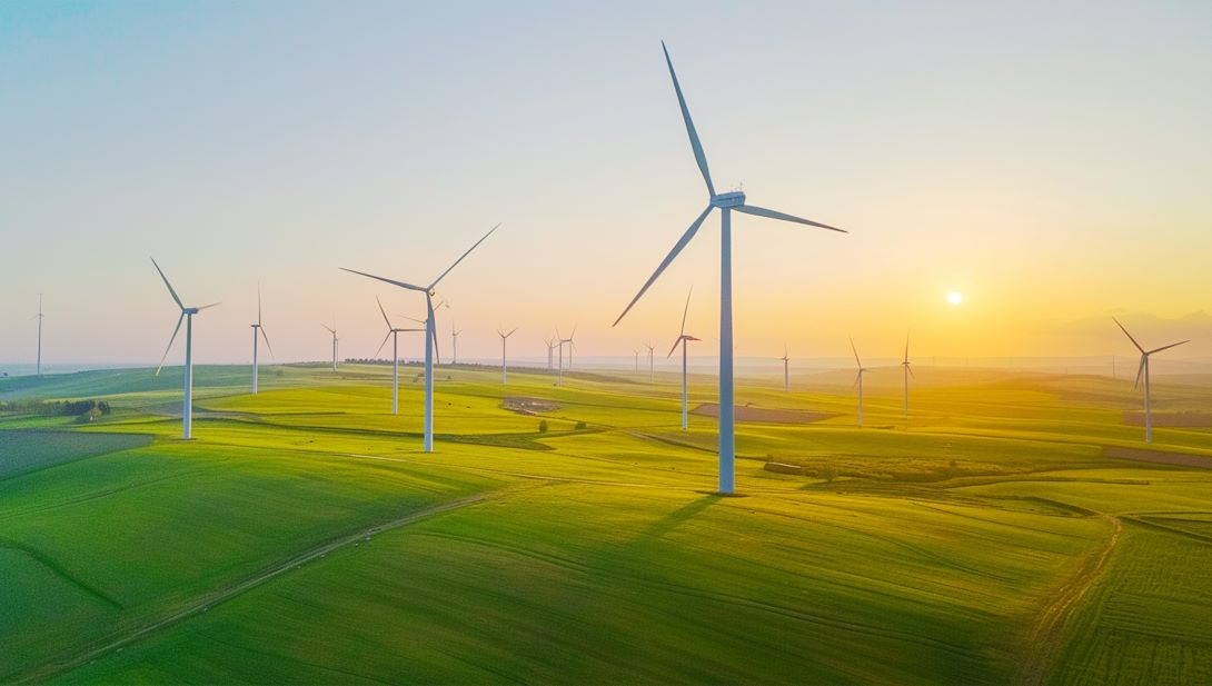 Windkraftanlage auf einem Feld